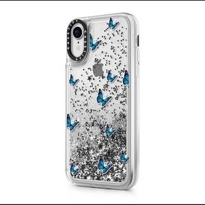 Casetify iPhone XR blue butterfly liquid sparkle case